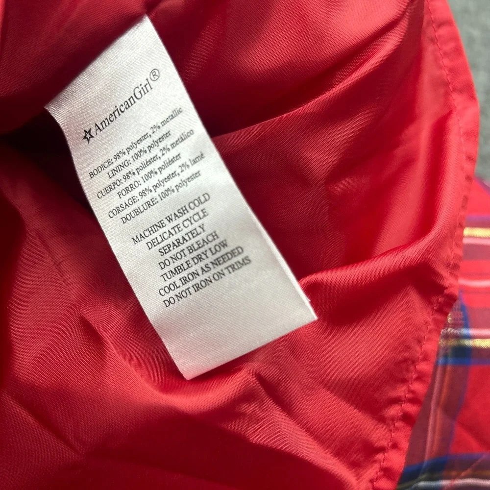 American Girl Truly Me Girl's Red and Blue Pretty Plaid Christmas Dress Size 8